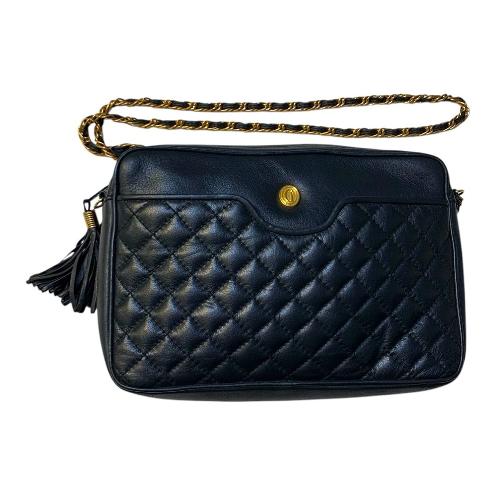 Vintage Ganson Black Quilted Crossbody Bag